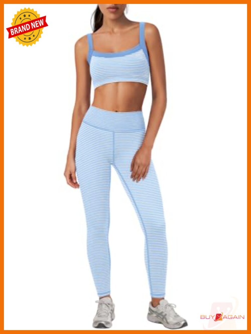 Striped 2 Pc Workout Set Tank Top Leggings